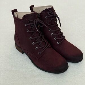 Earth Women's Janel Leather Lace-Up Boots Dark Red